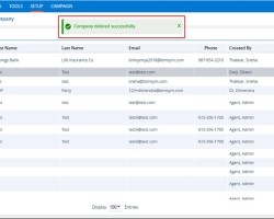 <span>21. </span> The system will generate a confirmation message saying, “Company deleted successfully,” and the Company will be removed from the list.