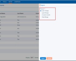 <span>26.</span> By clicking on the Export icon, a new pop-up window will open with different period options. The user can export the data using the desired options.