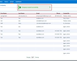 <p><span>8. </span> A confirmation message will appear on the page – ‘Company created successfully.’, and the newly added Company will now be available on the list.</p>
<p><span>9.</span> There are two options available for each Company under the Action heading: Edit and Delete or Lock.
For newly created companies, the Edit and Delete options will be available by default.</p>
<p>– Edit: By clicking on the Edit icon, the user can edit the details of the selected Company.</p>
<p>– Delete or Lock: By clicking on Delete, the user can remove the selected Company. However, once the Company is assigned to any profile, the option will change from Delete to Lock. The Delete option will remain available until the company is assigned to any profile.</p>